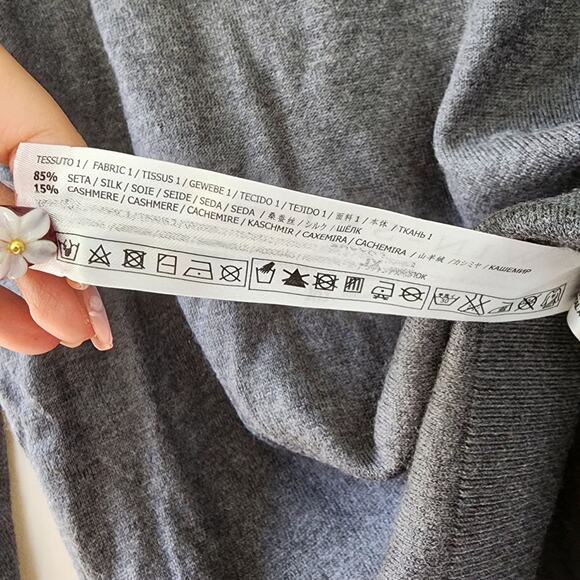 Twin-set Simona Barbieri Sweater in HEATHER GRAY size L Cashmere silk NWT preppy - Picture 6 of 11